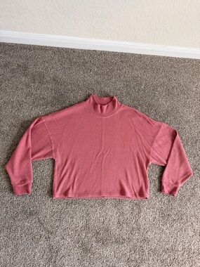 Abercrombie & Fitch Dusty Rose Waffle Mock Neck Top